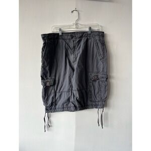 Vintage OP‎ Shorts 36 Gray Cargo Utility Drawstring Waist Ripstop Pockets Y2K